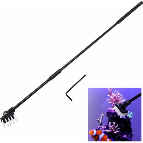 Nettoyage Verre Aquarium Réservoir Poisson - Brosse En Alliage D'aluminium, Trois Longueurs 33/48/64 Cm Réglable, Angle De Brosse Fixe Ajustable, Convient Pour Eau Douce/Marine (1/5)