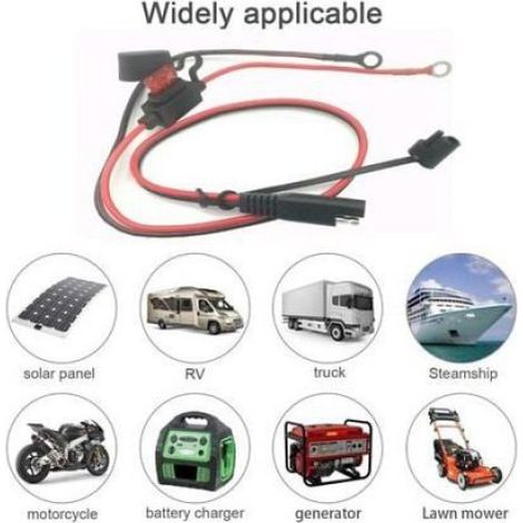 Connecteur SAE Chargeur Batterie Moto, Câble Charge Prise 12V, Tracteur Voiture Universel (1/4)
