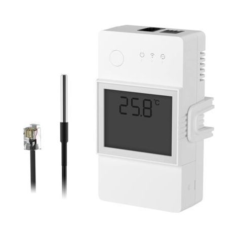 TH Elite 16A Interrupteur Connecté WiFi avec DS18B20 Capteur de Température Étanche, Contrôle à Distance via APP, Surveillance de Temp, Compatible avec Alexa, Google Home, Interface RJ11 (1/5)