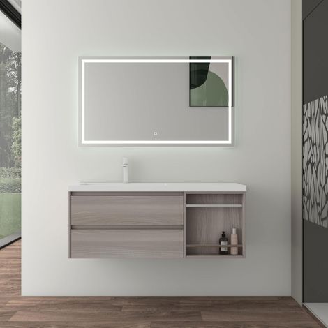 Mai & Mai Badmöbel-set Waschtisch mit Unterschrank mineralguss Waschbecken-Unterschrank 120x46x49cm Leo Oak Open (1/5)