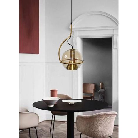 Lustre Globe En Verre Suspension E27 Lampe Led Suspension Ajustable Or (1/2)
