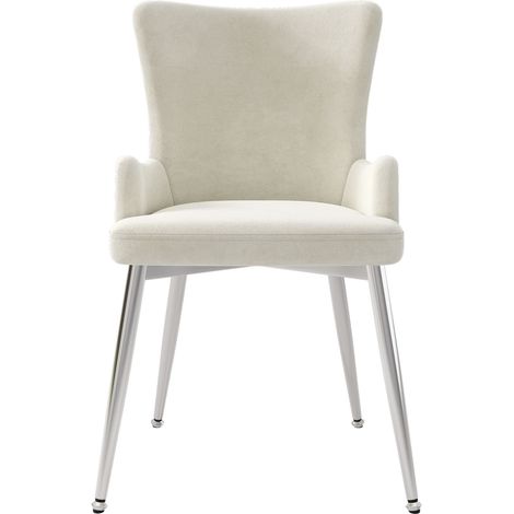ELVMI Lot de 4 Chaises de Comedor en Terciopelo y Metal, Beige y Plata para Sal 'n y Dormitorio (1/5)