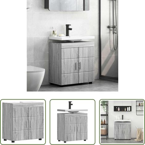vidaXL Badezimmer Schrank Set - Badezimmerschrank-Set TULUM Graues Sonoma 60 x 34 x 63 cm (1/5)