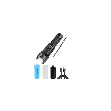 XH70 Lampe Torche LED Ultra Puissante, Lampe de Poche LED Rechargeable, IPX4 Étanche Lampe Tactique, Zoomable 5 Modes pour Chien Marche Camping d'urgence