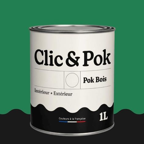 Peinture Bois Extérieur – POK BOIS - 1L - RAL 6032 - Vert de sécurité- Résistante aux intempéries - Ne s'écaille pas