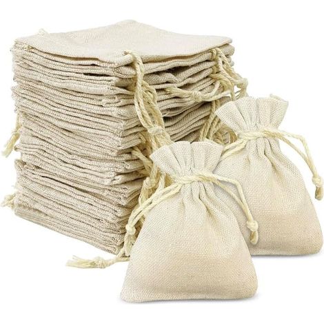24 pezzi piccoli sacchetti in tessuto, sacchetto di cotone 8 x 10 cm, sacchetto di iuta con coulisse, sacchetti di lino riutilizzabili per matrimoni, feste, sacchetto in tessuto per gioielli, caramell