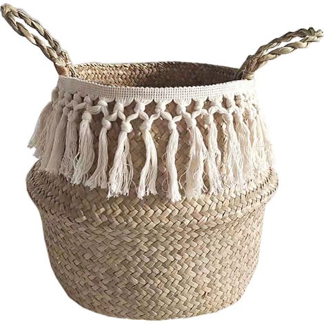 Panier de rangement en seigle naturel pliable, panier à linge tissé à la main, corbeille en paille