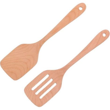 Spatule - Tourneur - Ensemble Ustensiles Cuisine Bois Hetre - 30 5 X 7 7 Cm - 91 G - Pour Cuisiner - 2 Pièces (1/4)