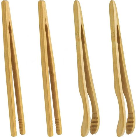 Pinces en Bambou 4 Pinces en Bambou Réutilisables Petites Pinces à Barbecue Pince à Pain en Bois pour Cuisson thé Sushis et (1/5)