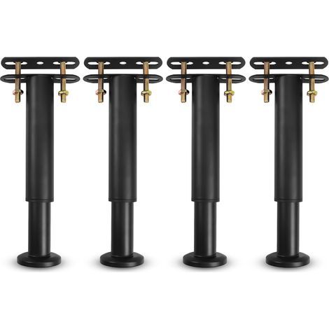 Pied De Lit, Pieds De Sommier, De Lit Liaison MéTal RéGlables en MéTal Pieds pour Sommier, TrèS RéSistants Convient pour Lattes Universel Sommier MéTal, Armoire, Canapé 18-31Cm (Noir) Lot De 4 Pied (1/5)