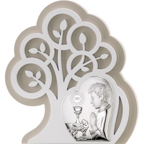 Quadro per la Prima Comunione, in argento, con incisione, un ricordo della prima comunione per un bambino Dimensioni: 14x15,5 cm Codice articolo: VL81401/1L
