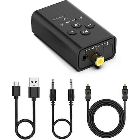 Récepteur audio Bluetooth USB, convertisseur audio USB AUX/optique/coaxial, amplificateur de haut-parleur compatible Bluetooth 5.2, ordinateur/TV (1/5)