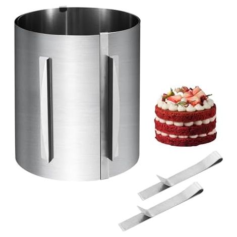 Cercle a Patisserie Réglable 16-30cm，Cercle à Gâteau Extensible, Avec échelle，Anneau à Gâteau 20CM,Avec 2 clips de fixation pour superposer et décorer des gâteaux à la crème et des gâteaux à motifs (1/5)