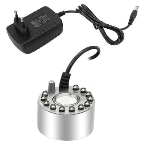 Brumisateur D'intérieur à 12 LED pour Fontaine, Petit Brumisateur de Bassin, Humidificateur d'air - Parfait pour Fontaine à Eau, Étang, Halloween, Décoration de Noël (Argenté) (1/4)
