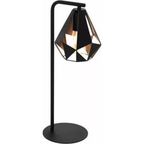 TrAdE Shop Traesio - Lampada Da Tavolo Nero Con Interno In Rame Anticato Scrivania Comodino 220x170x505mm - (1/2)