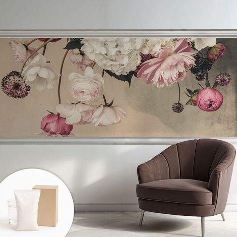 Papier peint avec colle pour décoration moderne de salon chambre à coucher cuisine et bureau Facile Fleurs romantiques 250x104 cm (1/5)