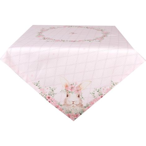 Nappe de Table Carrée en Coton Rose avec Motif Lapin pour Table de Cuisine 100 x 100 cm - PANGIVO (1/5)