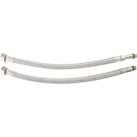 Lot 2 flexibles sanitaires 300 mm DN8 F 3/8"- M 10/100 dont 1 avec prolongateur