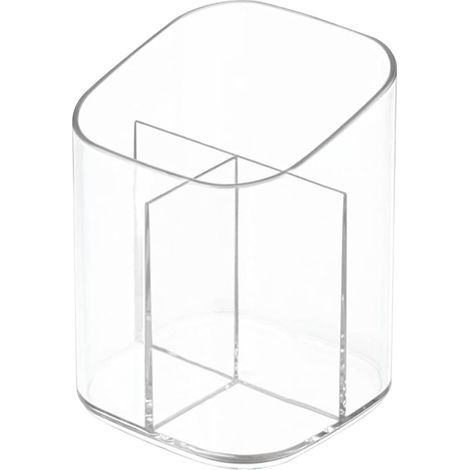 Transparenter Acryl-Stiftehalter mit drei Fächern, Schreibtisch-Make-up-Pinsel-Organizer, ideal für Büro, Schule und Zuhause.