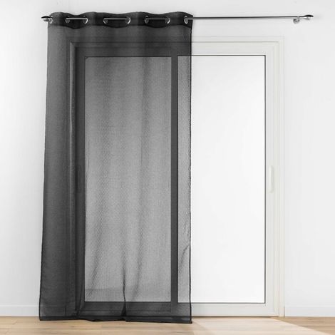 Voilage a oeillets 140 x 240 cm voilé sable Amani Noir (1/3)