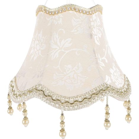 Floral Jacquard Fabric Lampshade with Tassels Decorative Lamp Shade Replacement for Table Lamp and Bedside Lamp 9.84 x 9.84 x 18 mm (1/5)