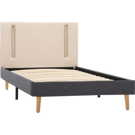 Estructura de cama con LED tela crema y gris oscuro 100x200 cm vidaXL (1/4)