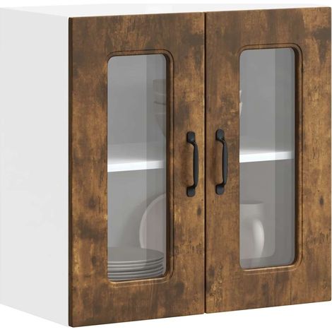 Küchen-Hängeschrank mit Glastür Kalmar Räuchereiche Holzwerkstoff