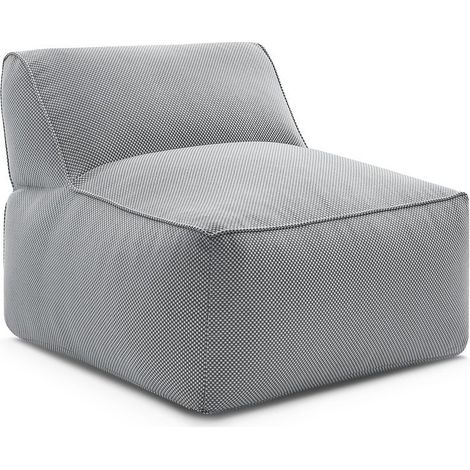 BOBOCHIC - Chauffeuse 1 place sans accoudoir pour canapé de jardin modulable RIVIERA tissu chiné Gris clair (1/5)