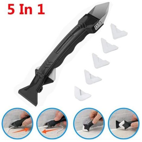 Scellant de dissolvant de Silicone 5 en 1, racloir lisse, Kit de finition de calfeutrage, outils de démoulage de sol, (1/5)