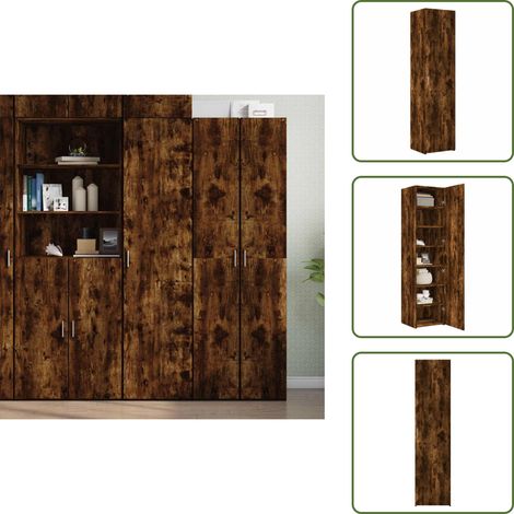 Rangement salon - vidaXL Buffet haut chêne fumé 45x42,5x185 cm bois d'ingénierie - Buffet étagère (1/5)
