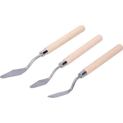 Ensemble de 3 couteaux à palette à manche en bois pour peinture à l'huile, outil de dessin et de grattage. (1/5)