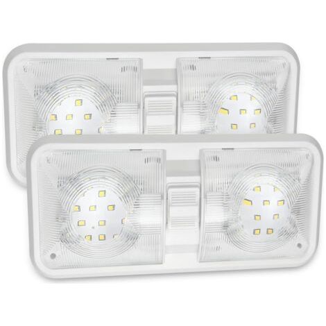 MERTTURM Plafonnier LED 12V Camping Car(Blanc Naturel 4000-4500K), 48LED Voiture Interieur avec Interrupteur ON/OFF, Lampe Dôme Double 1000LM Éclairages pour Intérieur de Caravane, Camping-Car, Bateau (1/5)