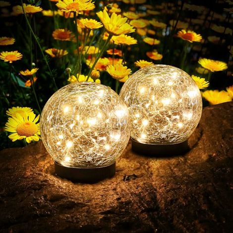 Lampe solaire d'extérieur, lampe solaire de jardin 2 pièces, lampe solaire d'extérieur étanche IP65 pour paysage, trottoir, pelouse, escalier, terrasse (12 cm de diamètre) (1/5)