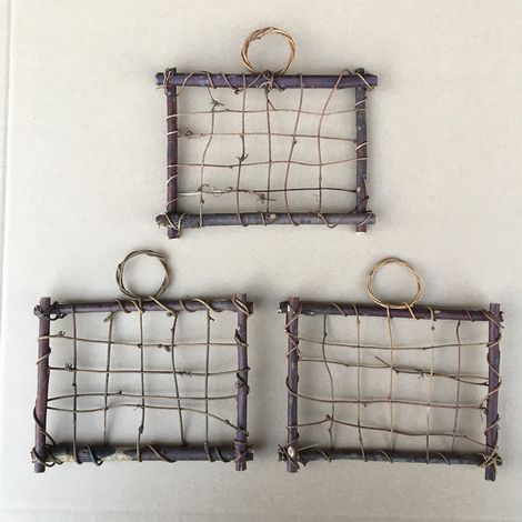 Cintre mural en rotin avec support en bois pour Tillandsia et décorations florales suspendues (plantes non incluses) (1/4)