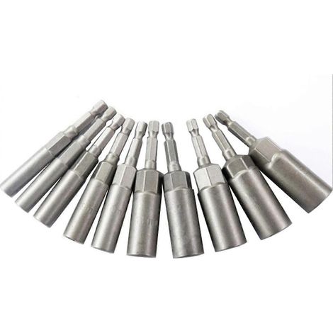 Ensemble de 10 douilles hexagonales de 6 à 15 mm, embouts de tournevis, jeu d'embouts pour outils électriques (1/5)