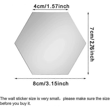 Lot de 36 stickers miroir, miroirs muraux hexagonaux géométriques, 4 cm, autocollants (1/2)