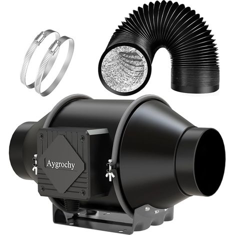 100 mm Air Extractor 363 m³/h, EC Motor Extractor Fan with Flexible Hose for VMC Bathroom, Kitchen, Garage, Grow Tents, Ventilation (1/5)