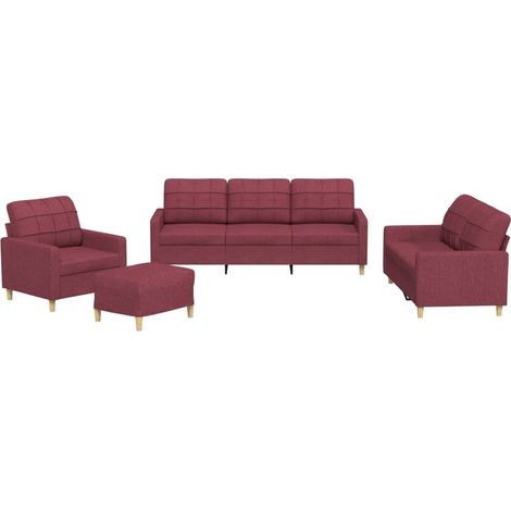 Maison Exclusive - Set di Divani 4 pz con Cuscini Rosso Vino in Tessuto