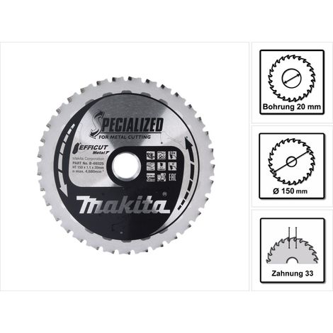 Makita – Lame de scie circulaire pour métal 150x20 mm – 33 dents – Coupe rapide et efficace – B69325 (1/5)