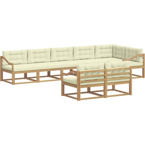 Conjunto de sofás de exterior 6 uds. Blanco y Crema Poliéster vidaXL (1/5)