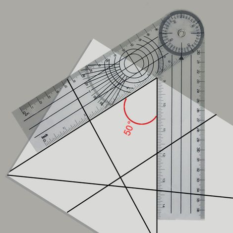 Klappbarer Winkelmesser, 140 mm (5,5 Zoll), mattierter Kunststoff, Geometrie-Messwerkzeug mit mehreren Winkeln zum Zeichnen und Berechnen von Winkeln (1/5)