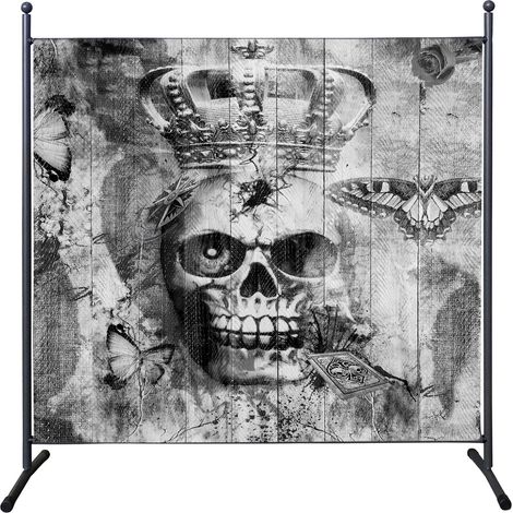 Paravento da Giardino 180 x 180 cm SKULL Divisorio in Tessuto Protezione della Privacy Grigio (1/5)