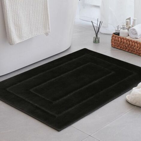Tapis antidérapant, doux, absorbant, lavable en machine pour salles de bains et douches, 60 x 90 cm, noir-Chrom (1/5)