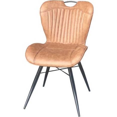 Dining Fabric Chair with Metal Legs (Set of 2) - Tan/Black - Assembly Required