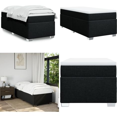 Boxspringbett mit Matratze Schwarz 100x200 cm Stoff - Boxspringbett - Doppelbett - Schlafsystem - Bettenrahmen - Federkernmatratze - Home & Living (1/5)