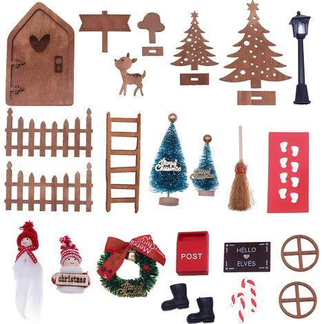 Série de Noël comprenant des ensembles de portes miniatures pour nains, des accessoires pour portes miniatures pour nains