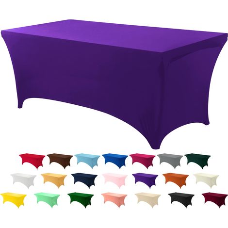Nappe de Table Extensible [6 Pieds, 183 cm] Couverture de Table en Polyester et Spandex - Lavable en Machine et Infroissable (Lot de 1, Violet) (1/5)