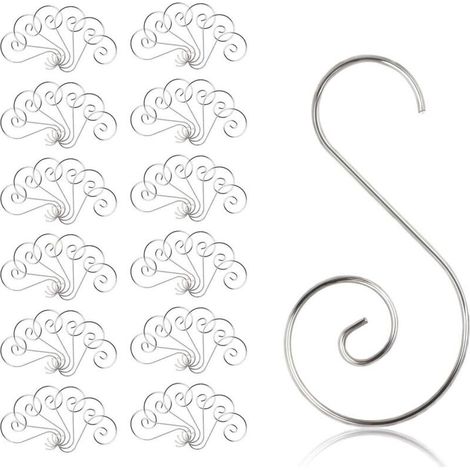 Crochets pour Boules Noël, 100 Pcs Crochet de Noël Ornement en Forme de S Cintre de Suspension pour Sapin de Noël Décoration de Fêtes (1/5)