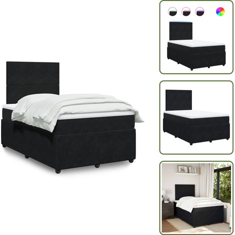Sommier à lattes de lit avec matelas noir 120x190 cm velours - Sommier À Lattes De Lit - Sommiers À Lattes De Lit - Lit - Meuble De Chambre À Coucher (1/5)