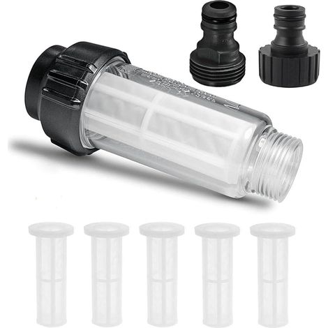 8 Pièces Filtre Tuyau Arrosage, Jeu de Filtres pour Tuyaux D'Arrosage de 3/4, avec 5 Insert de Filtre et 2 Connecteurs, pour Tous Les Nettoyeurs Haute Pression (1/5)